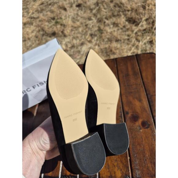 Marc Fisher Black Suede Low Block Heel Labore Pumps Pointed Toe Size 6 Wide $99 - Picture 8 of 9